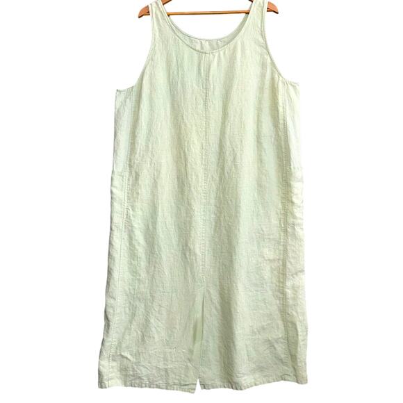 OUTFIT WOMAN JPR 100% Linen Maxi Tank Dress Pistachio Green with Pockets Size 1X - Picture 2 of 11